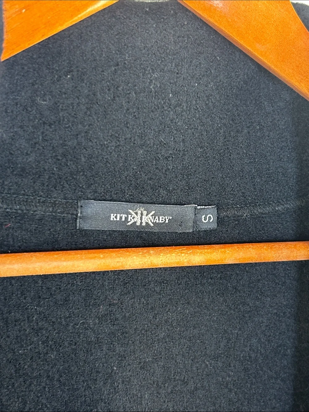 Kit Karnaby Black 100% Wool Draped Coat S Contrast Stitch